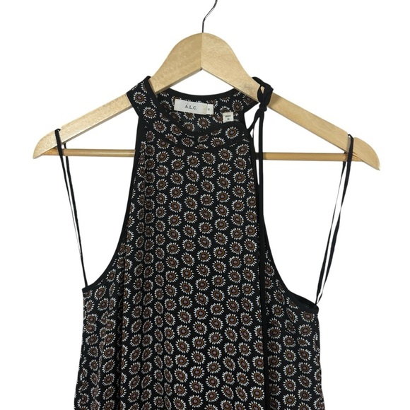 A.L.C. Women’s 100% Silk Tie Neck Sleeveless Floral Blouse Size 6 - Picture 3 of 9